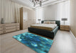 Patterned Dark Turquoise Green Rug in a Bedroom, pat872lblu