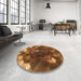 Round Patterned Red Brown Rug in a Office, pat872org