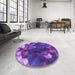 Round Patterned Purple Rug in a Office, pat872pur