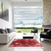 Square Patterned Red Rug in a Living Room, pat872rd