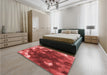 Patterned Red Rug in a Bedroom, pat872rd