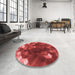 Round Patterned Red Rug in a Office, pat872rd