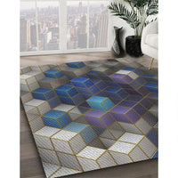 Patterned Gunmetal Gray Novelty Rug, pat872