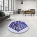 Round Patterned Deep Periwinkle Purple Rug in a Office, pat873blu