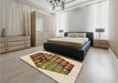 Patterned Saddle Brown Rug in a Bedroom, pat873brn