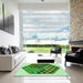 Square Patterned Jade Green Rug in a Living Room, pat873grn