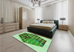 Patterned Jade Green Rug in a Bedroom, pat873grn