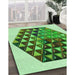 Machine Washable Transitional Jade Green Rug in a Family Room, wshpat873grn