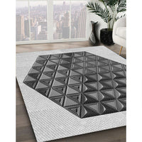 Patterned Platinum Silver Gray Rug, pat873gry