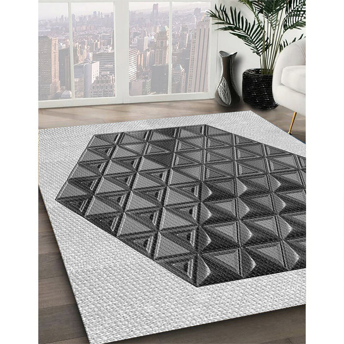 Patterned Platinum Silver Gray Rug in Family Room, pat873gry