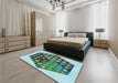 Patterned Deep-Sea Green Rug in a Bedroom, pat873lblu