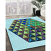 Machine Washable Transitional Deep-Sea Green Rug in a Family Room, wshpat873lblu