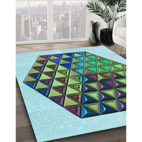 Patterned Deep-Sea Green Rug, pat873lblu