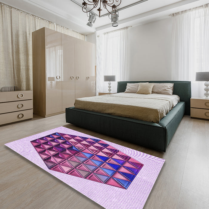 Patterned Mauve Purple Rug in a Bedroom, pat873pur