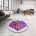 Round Patterned Mauve Purple Rug in a Office, pat873pur