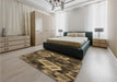 Patterned Cinnamon Brown Rug in a Bedroom, pat874brn