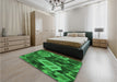 Patterned Deep Emerald Green Rug in a Bedroom, pat874grn