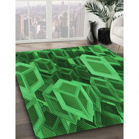 Patterned Deep Emerald Green Rug, pat874grn