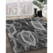 Patterned Dark Gray Black Rug in Family Room, pat874gry