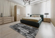 Patterned Dark Gray Black Rug in a Bedroom, pat874gry