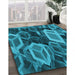 Machine Washable Transitional Medium Teal Green Rug in a Family Room, wshpat874lblu
