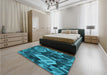 Patterned Medium Teal Green Rug in a Bedroom, pat874lblu