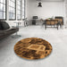 Round Patterned Red Brown Rug in a Office, pat874org