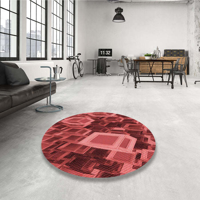 Round Patterned Orange Rug in a Office, pat874rd