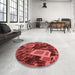 Round Patterned Orange Rug in a Office, pat874rd