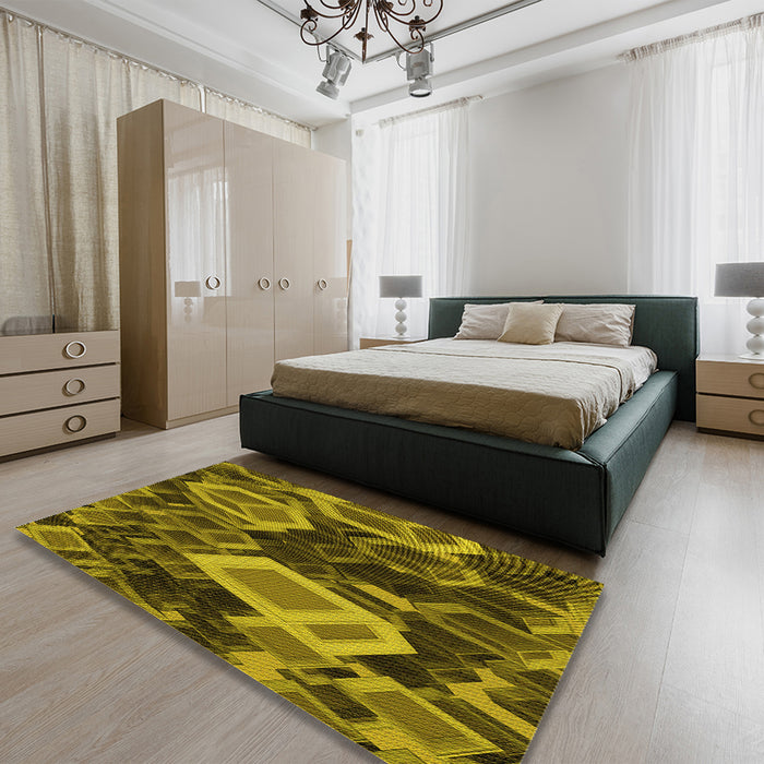 Patterned Brown Rug in a Bedroom, pat874yw