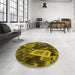 Round Patterned Brown Rug in a Office, pat874yw