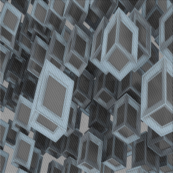 Square Patterned Silver Gray Novelty Rug, pat874