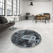 Round Patterned Silver Gray Novelty Rug in a Office, pat874