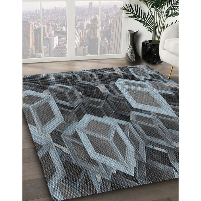 Machine Washable Transitional Silver Gray Rug in a Family Room, wshpat874