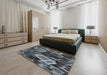 Patterned Silver Gray Novelty Rug in a Bedroom, pat874