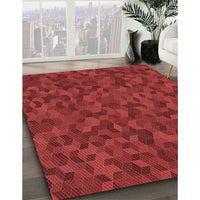 Patterned Tomato Red Rug, pat875rd