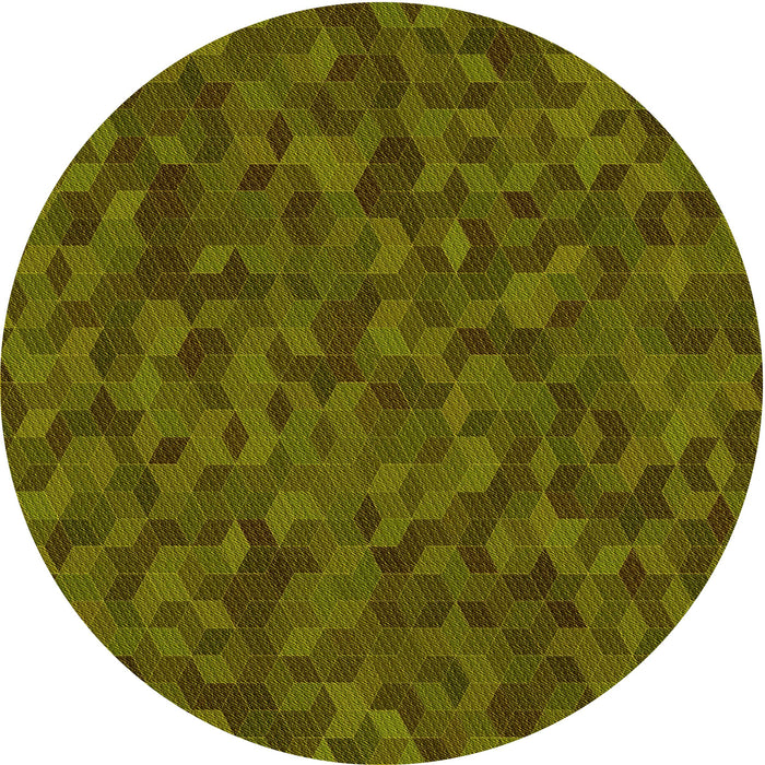 Square Patterned Dark Yellow Green Rug, pat875yw