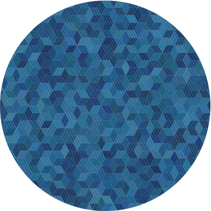 Sideview of Patterned Blue Novelty Rug, pat875