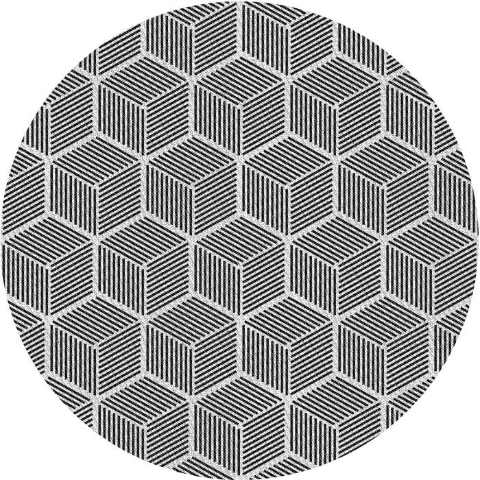 Square Patterned Black Rug, pat876gry