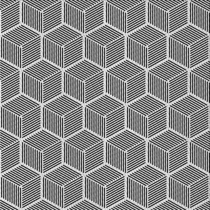 Square Patterned Charcoal Black Novelty Rug, pat876