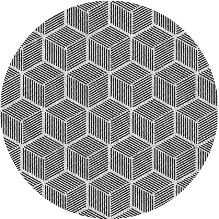 Sideview of Patterned Charcoal Black Novelty Rug, pat876