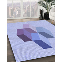 Patterned Medium Slate Blue Rug, pat877blu