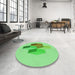 Round Patterned Green Rug in a Office, pat877grn