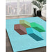 Machine Washable Transitional Macaw Blue Green Rug in a Family Room, wshpat877lblu