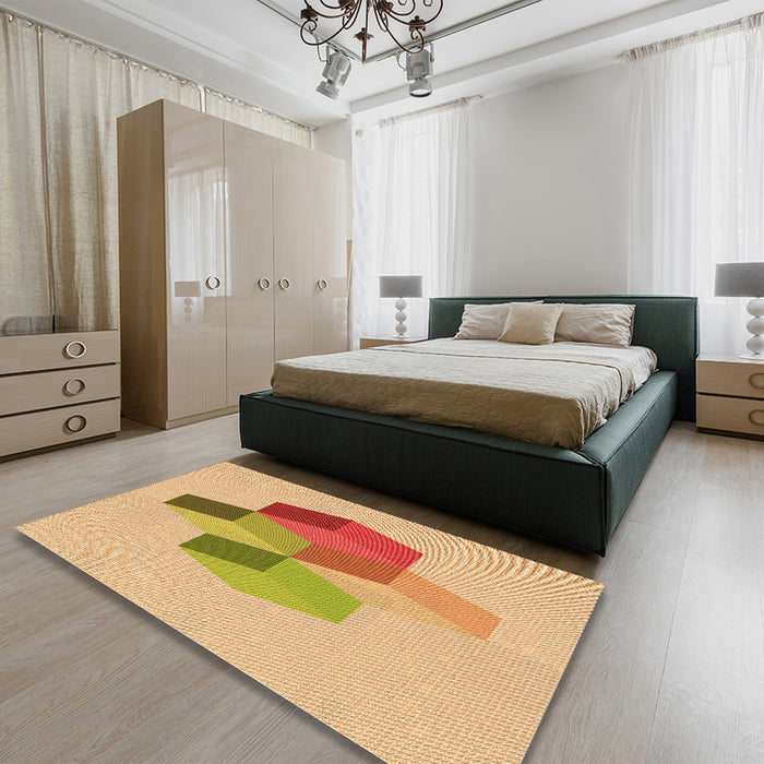 Patterned Orange Rug in a Bedroom, pat877org