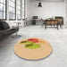 Round Patterned Orange Rug in a Office, pat877org