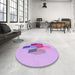 Round Patterned Purple Rug in a Office, pat877pur