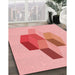 Patterned Pink Rug in Family Room, pat877rd