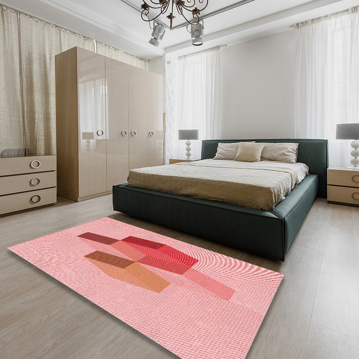 Patterned Pink Rug in a Bedroom, pat877rd