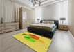 Patterned Orange Gold Rug in a Bedroom, pat877yw